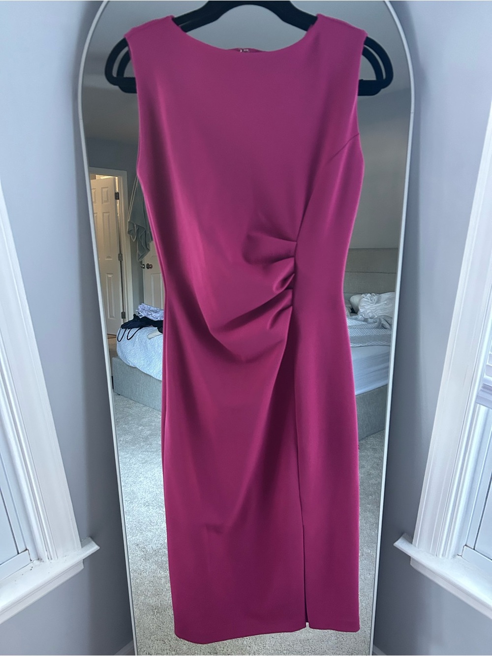 Ann Taylor Sleeveless Ruched Sheath Dress - Magenta Pink